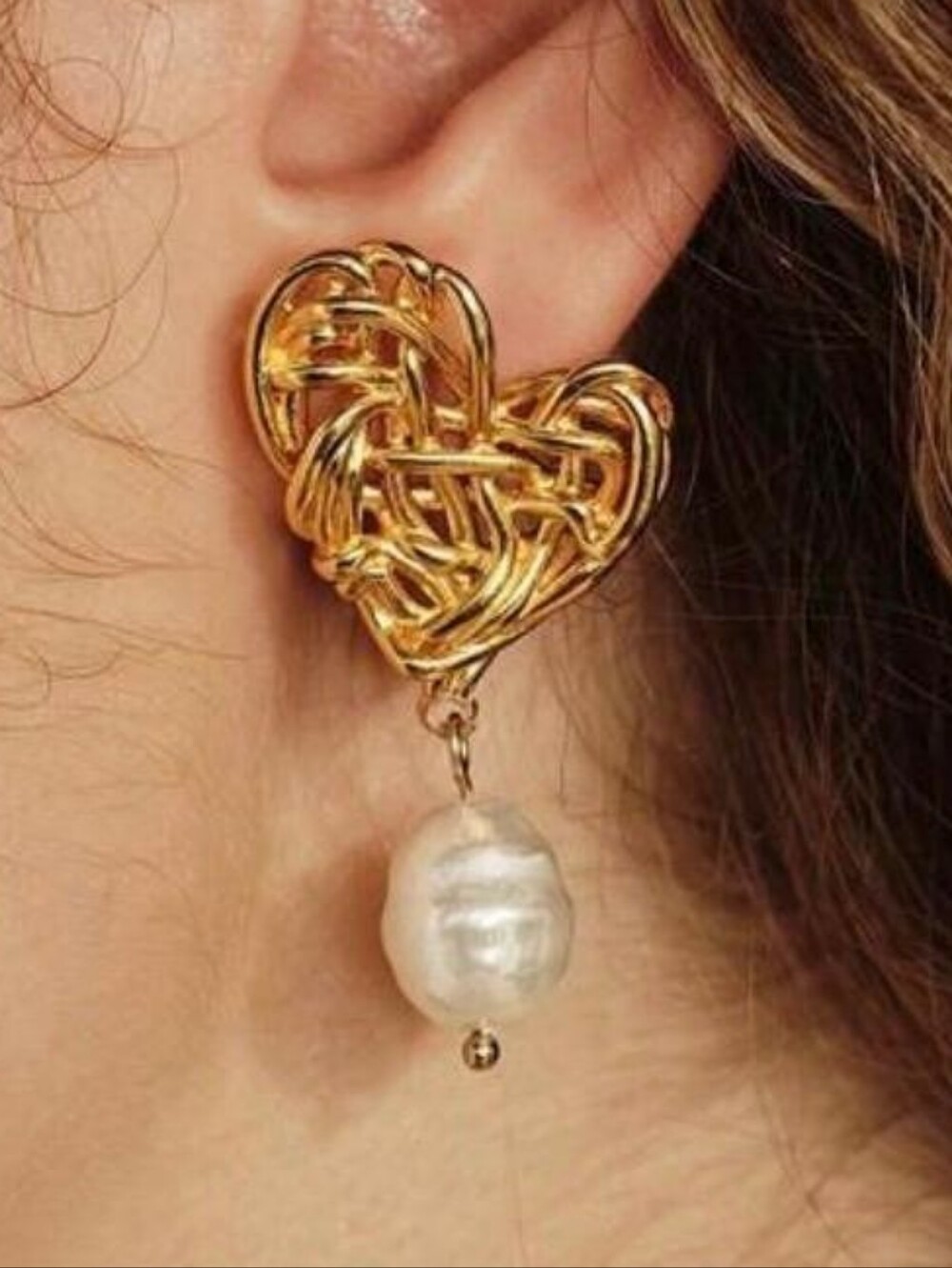 Gold Heart Knot Earrings